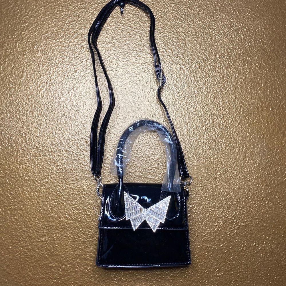 Black Rhinestone Bow crossbody bag